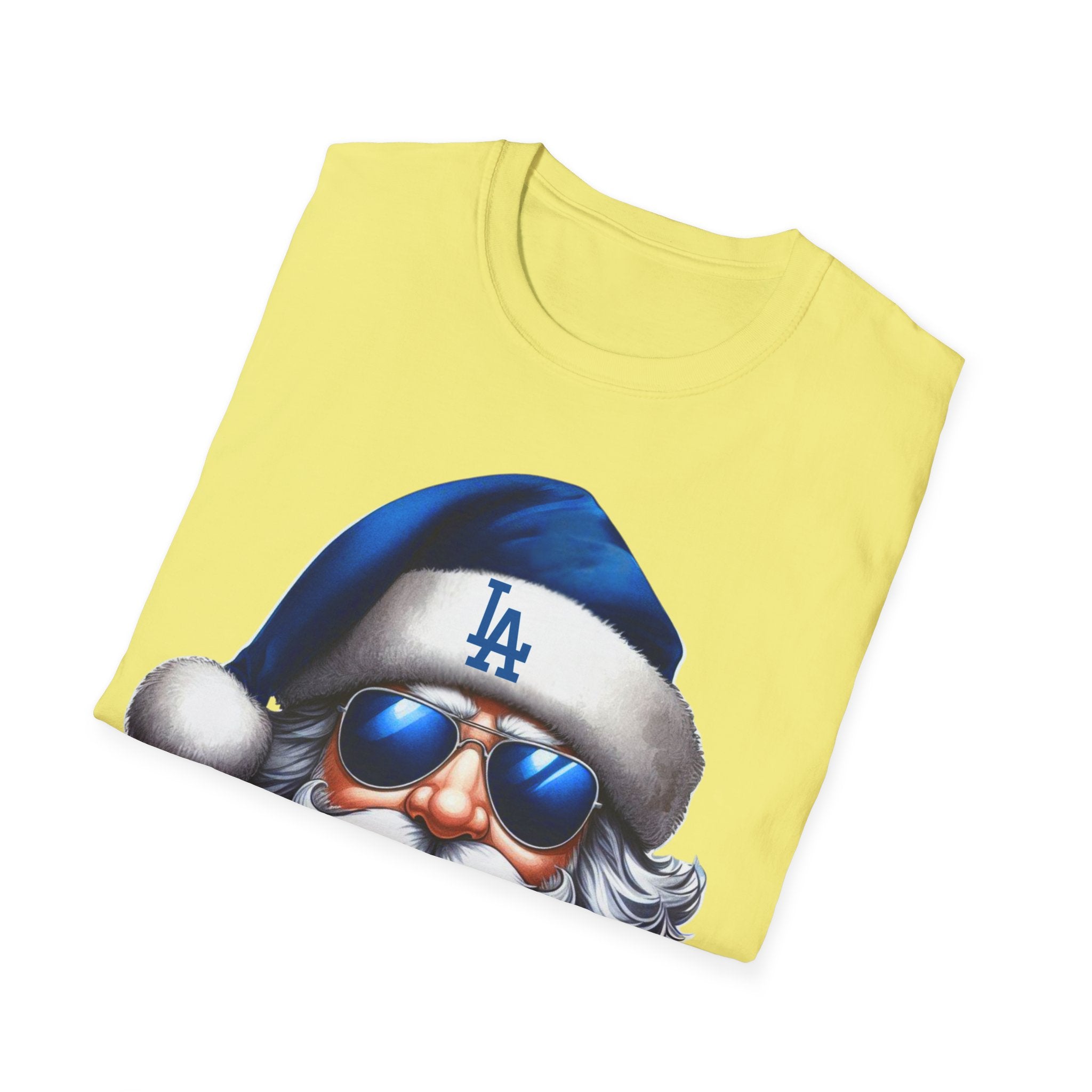 Blue Los Angeles Doyers Santa Tee | Santa Hat Graphic T-Shirt #Doyers