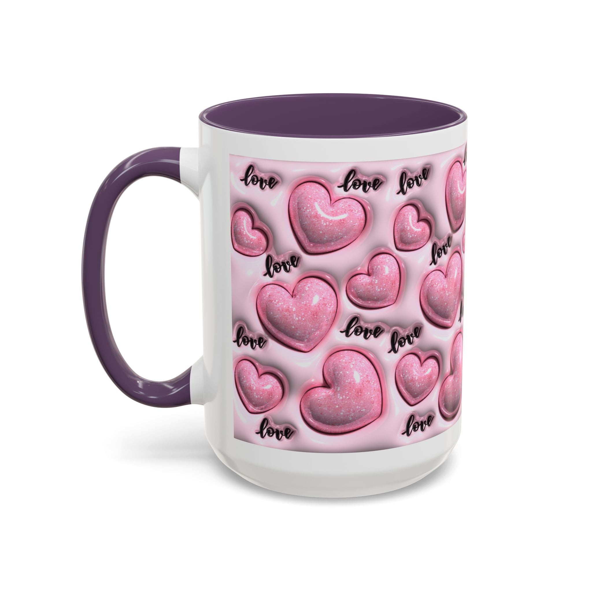 Pink Heart Pattern love Mug | Accent Coffee Mug 11oz 15oz