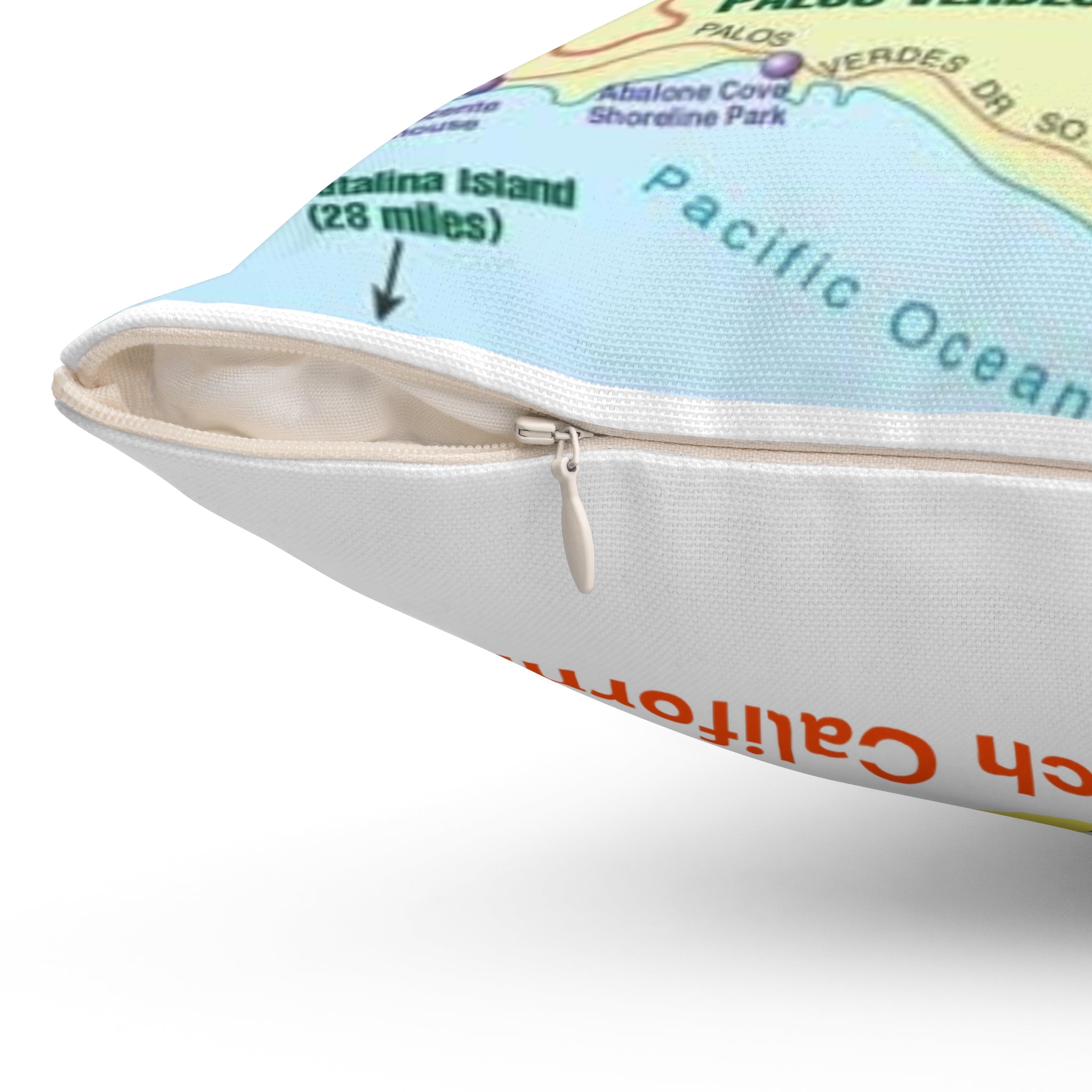 Hermosa Beach California 90254 MAP Spun Polyester Square Pillow