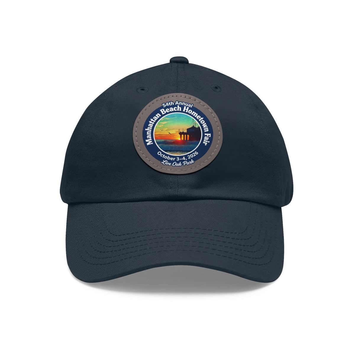 Manhattan Beach Hometown Fair 2026  Beach  Live Oak Park Annual Festival Round Leather Patch Hat