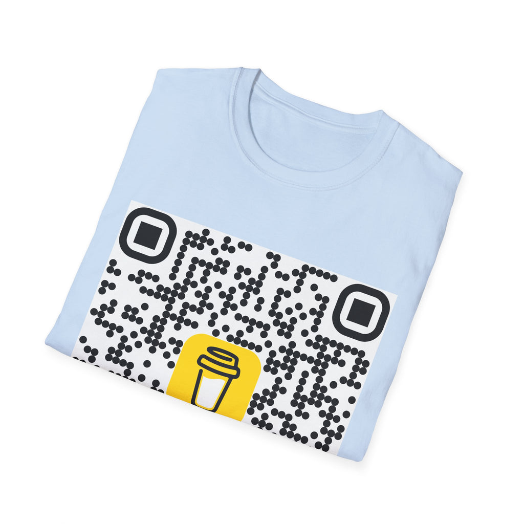 QR Code Coffee Cup T‑Shirt — Scan-to-Order Cafe Tee