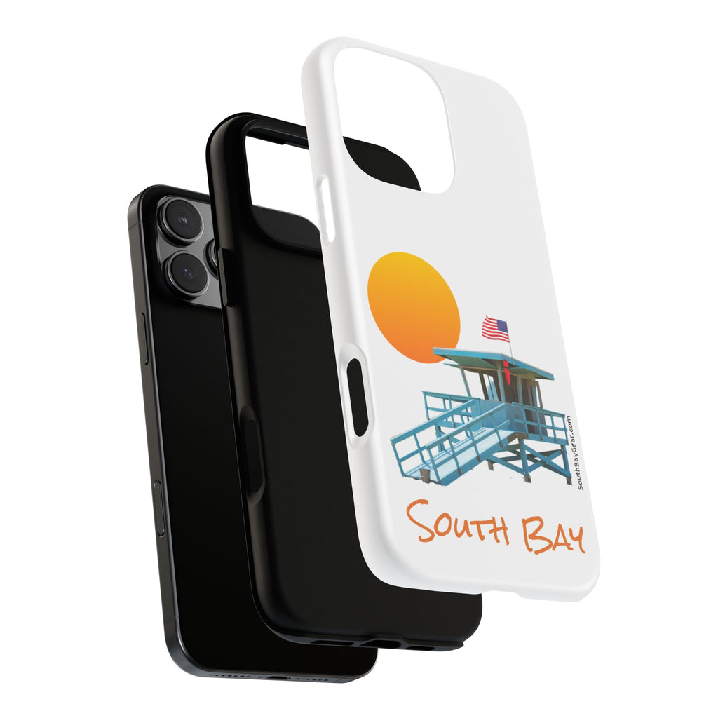 South Bay Lifeguard Stand with American Flag Tough Phone Cases