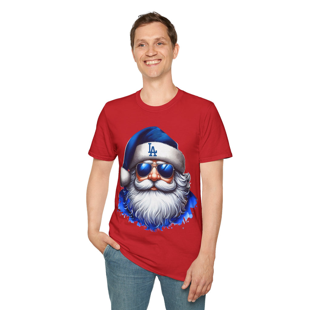 LA Dodgers Blue Santa T-Shirt — Cool Sunglasses Holiday Tee