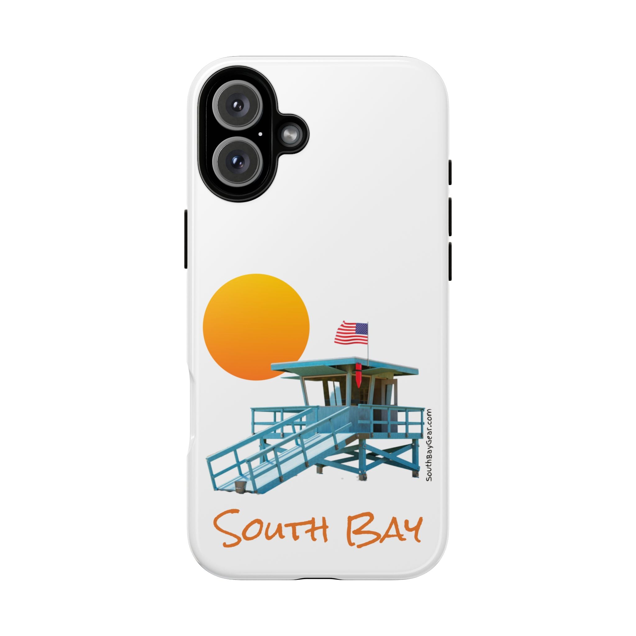South Bay Lifeguard Stand with American Flag Tough Phone Cases