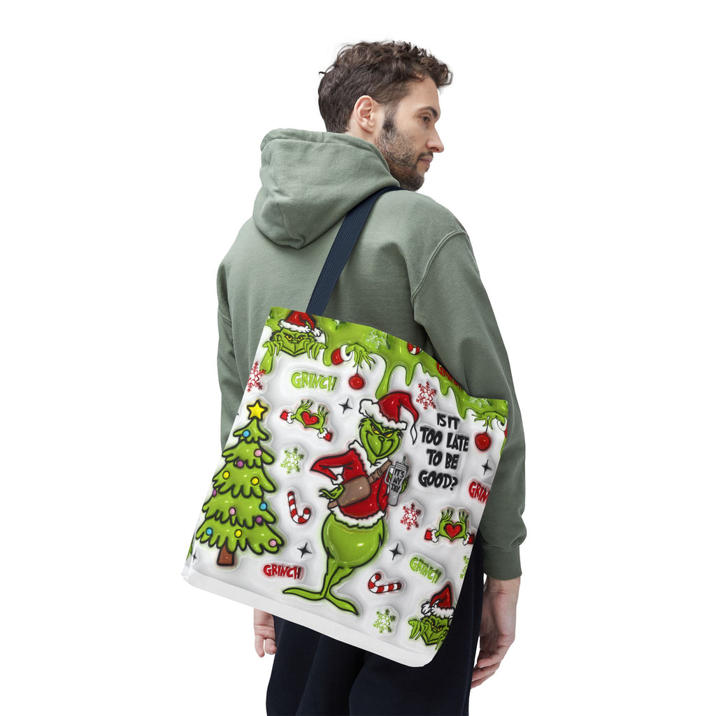 Christmas Tote Bag, Holiday Shopping Bag, Grinch Gift, Festive Reusable Bag, Cute Winter Accessory