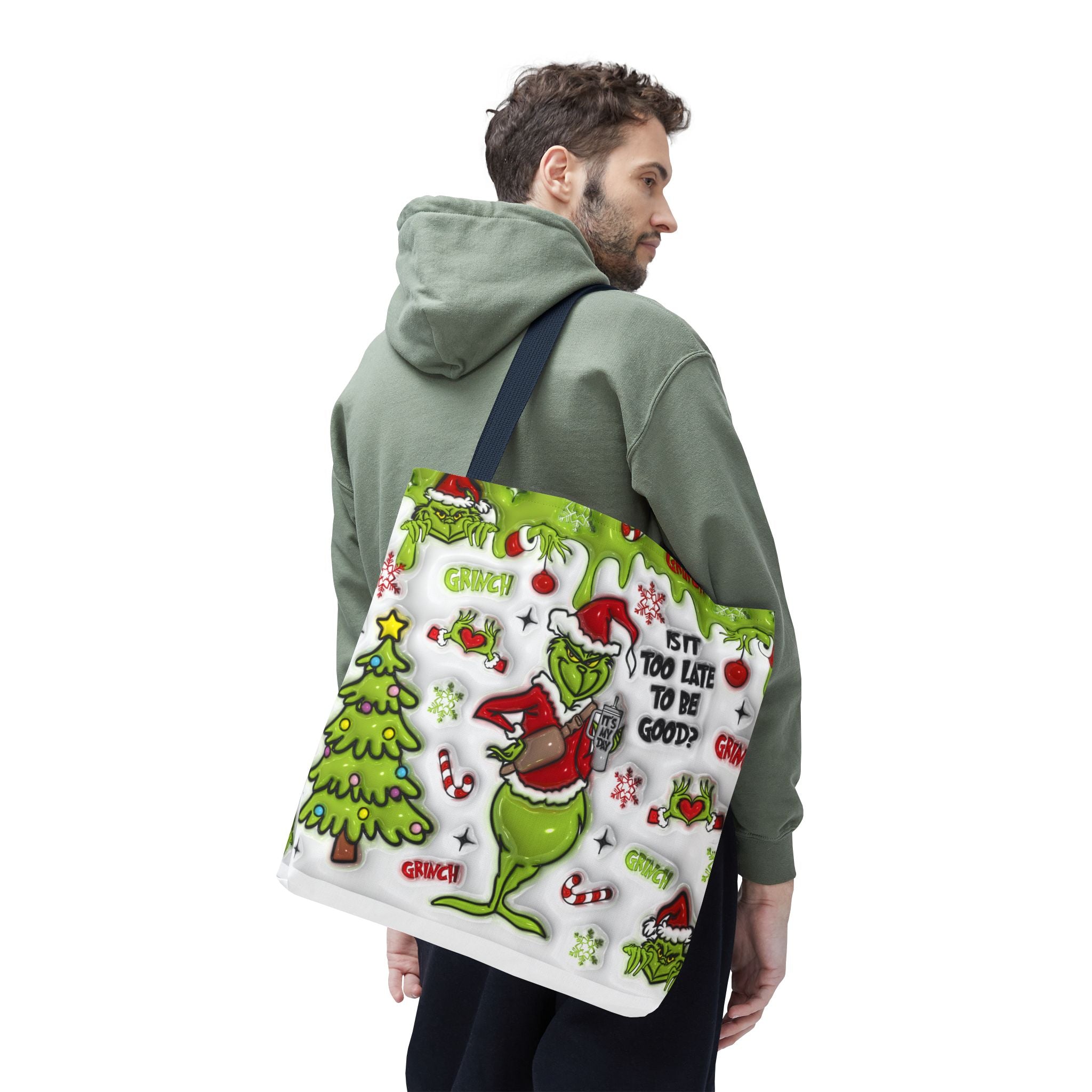 Christmas Tote Bag, Holiday Shopping Bag, Grinch Gift, Festive Reusable Bag, Cute Winter Accessory