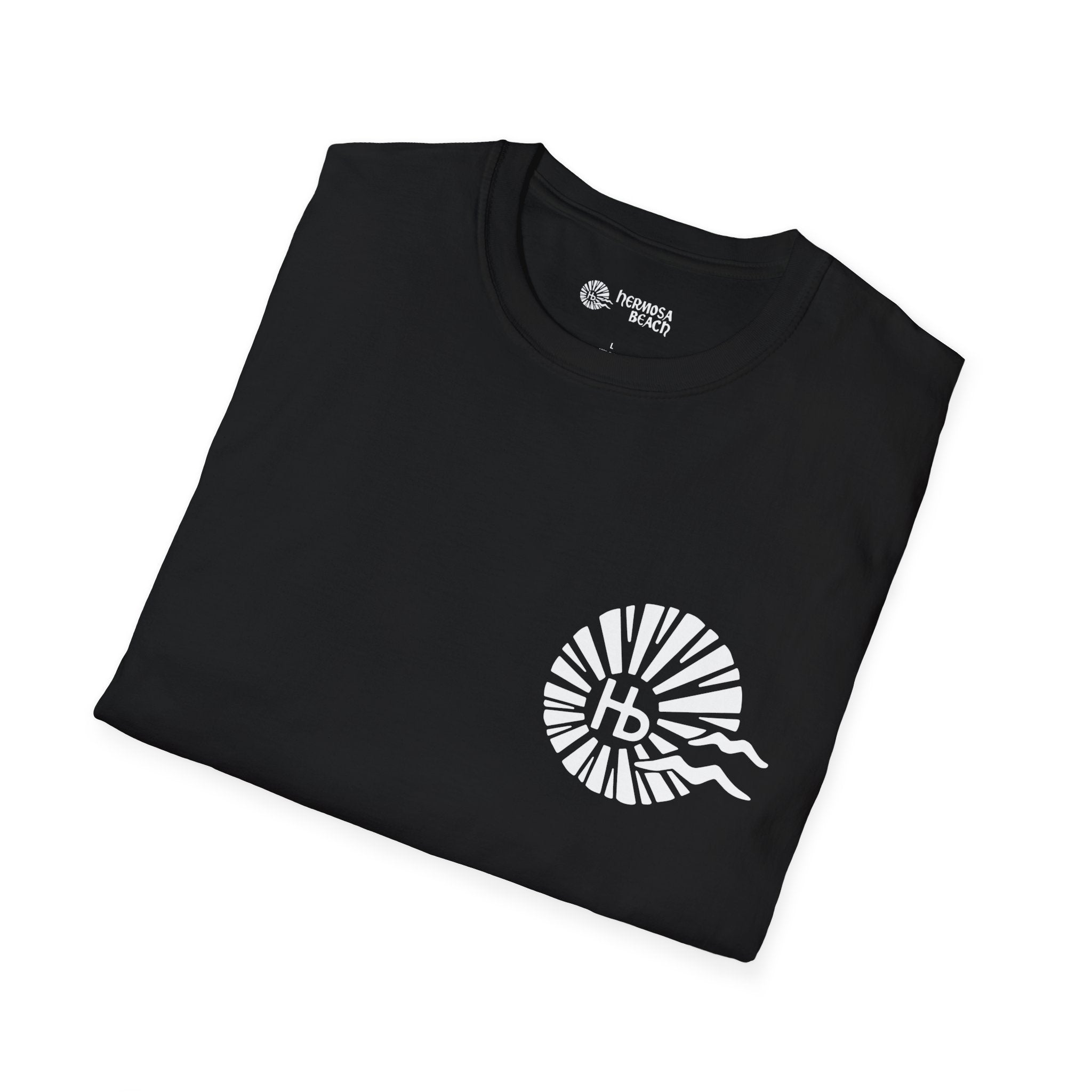 Hermosa Beach Sunburst Wave T-Shirt (printed front back neck) | Hb Minimal Logo Tee