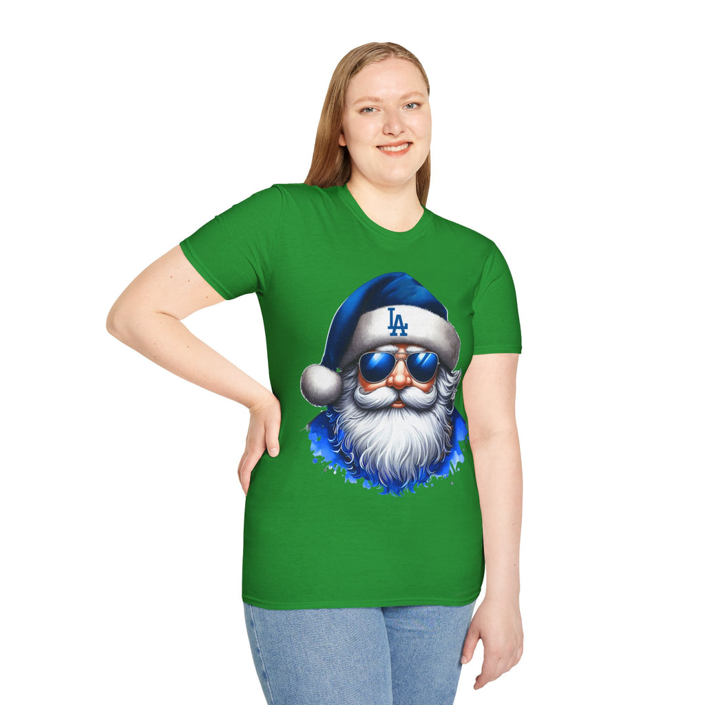 LA Dodgers Blue Santa T-Shirt — Cool Sunglasses Holiday Tee