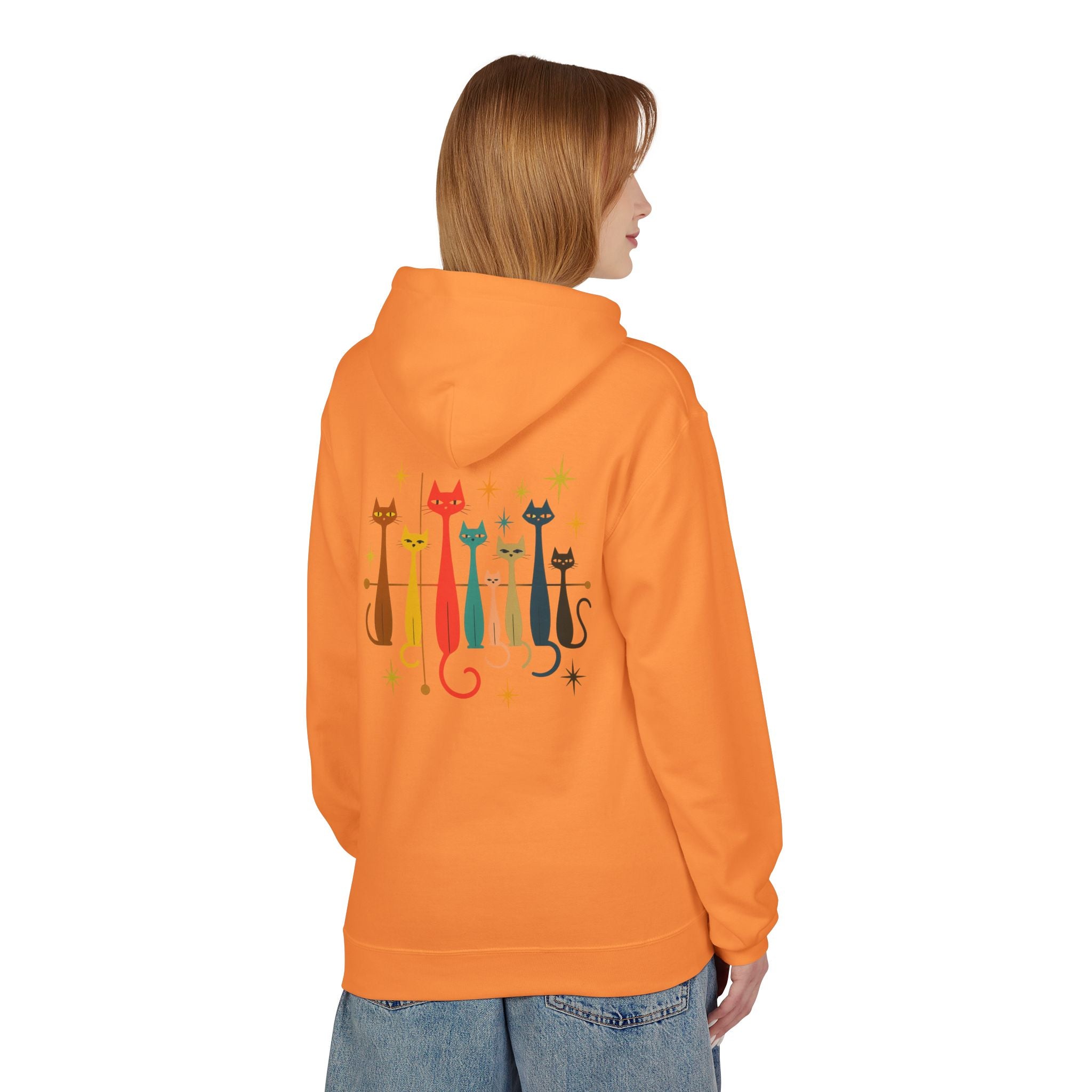 Retro Long Cats hoodie | Colorful Cat Illustration (printed front and back)