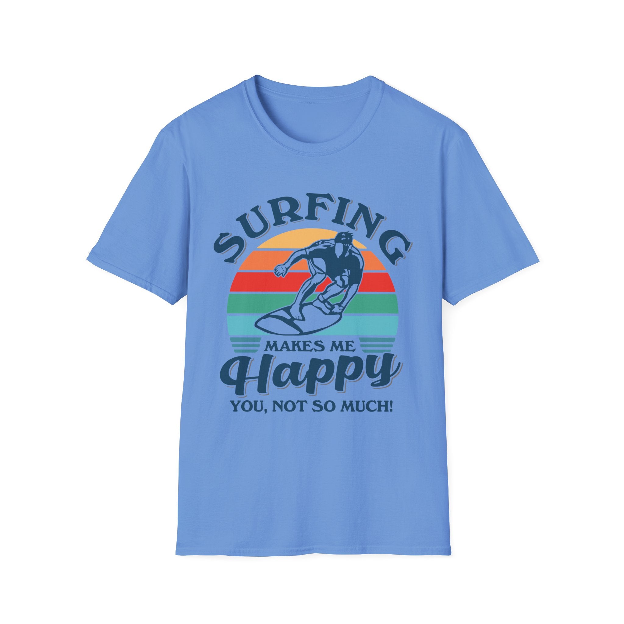 Surfing Makes Me Happy T-Shirt | Retro Sunset Surfer Graphic
