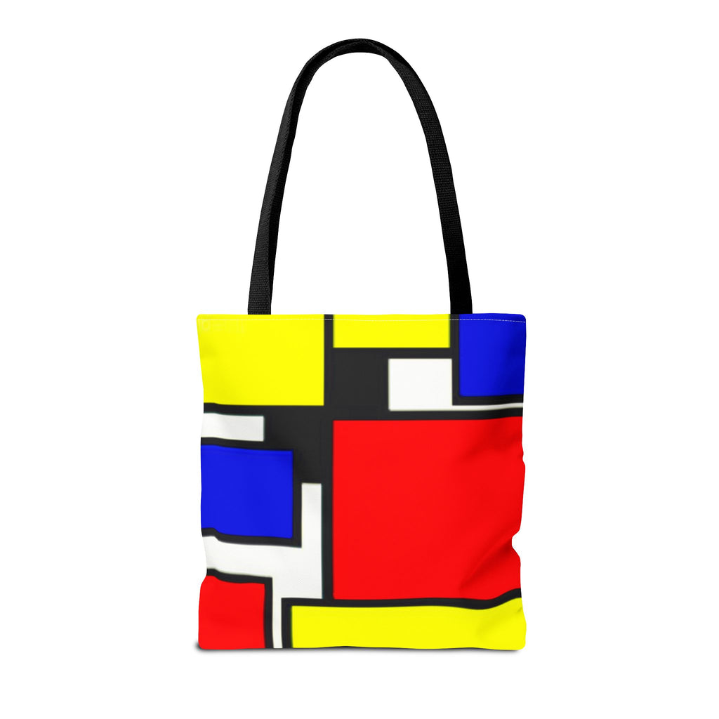 C'mon Get Happy Primary Color Geometric Grid Tote Bag | 1970s Abstract Art