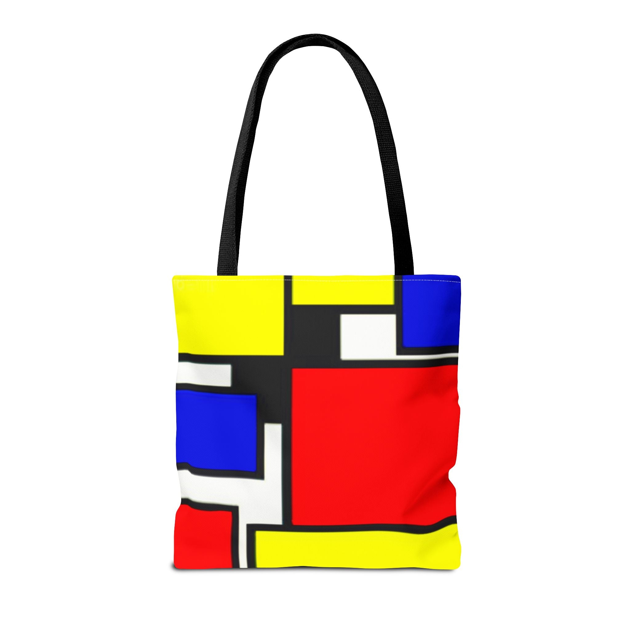 C'mon Get Happy Primary Color Geometric Grid Tote Bag | 1970s Abstract Art