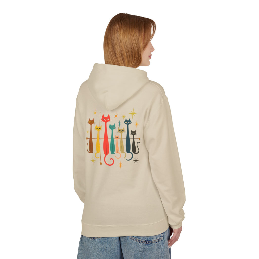 Retro Long Cats hoodie | Colorful Cat Illustration (printed front and back)