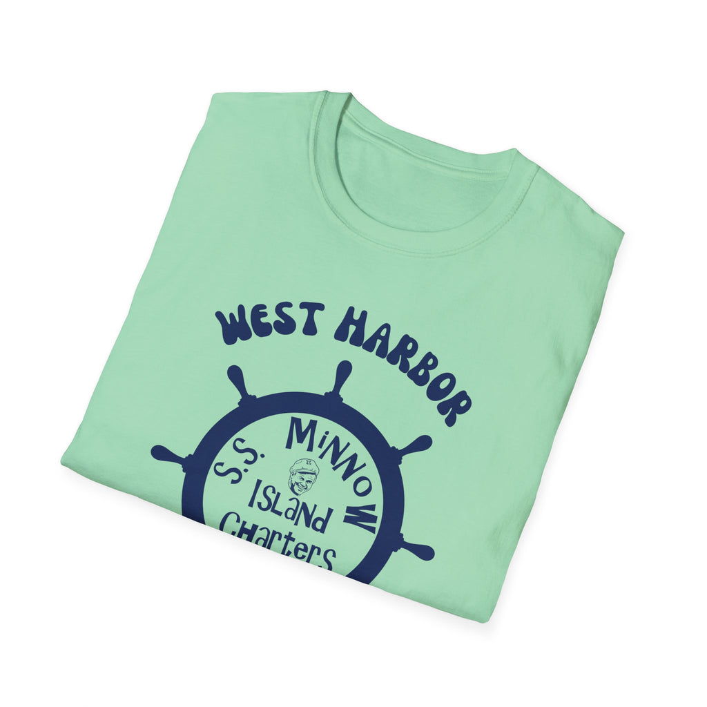 West Harbor San Pedro Ship Wheel Minno Island Charters T-Shirt | 3 Hour Tours
