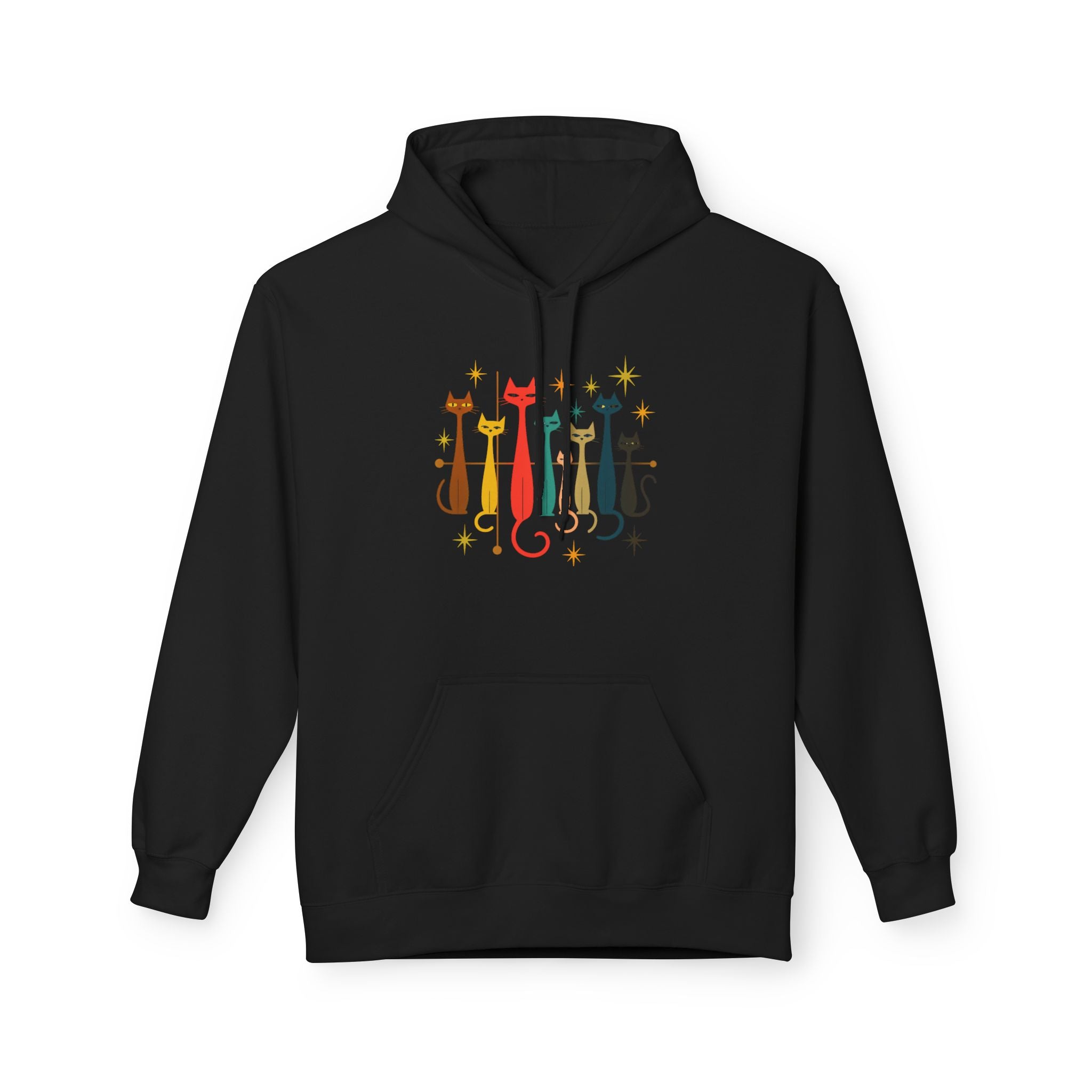 Retro Long Cats hoodie | Colorful Cat Illustration (printed front and back)