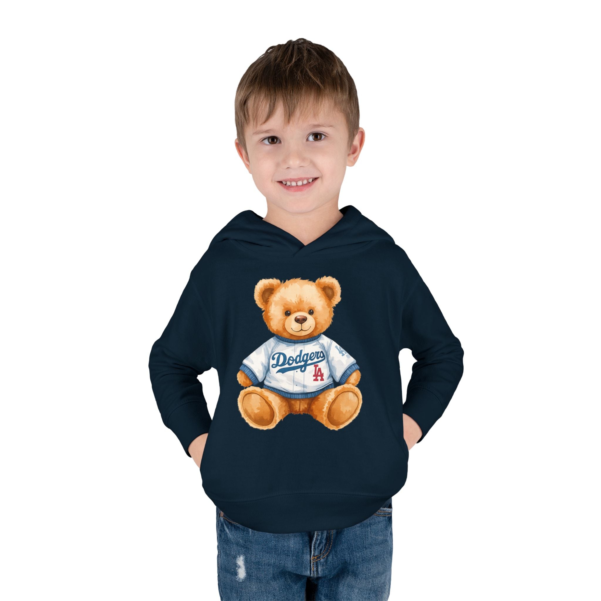 Teddy Bear in Jersey Hoodie | Toddler Pullover Fleece