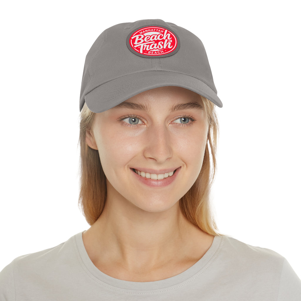 Proud to be Called Beach Trash Manhattan Beach  Leather Patch Dad Hat — Vintage Manhattan Beach Logo