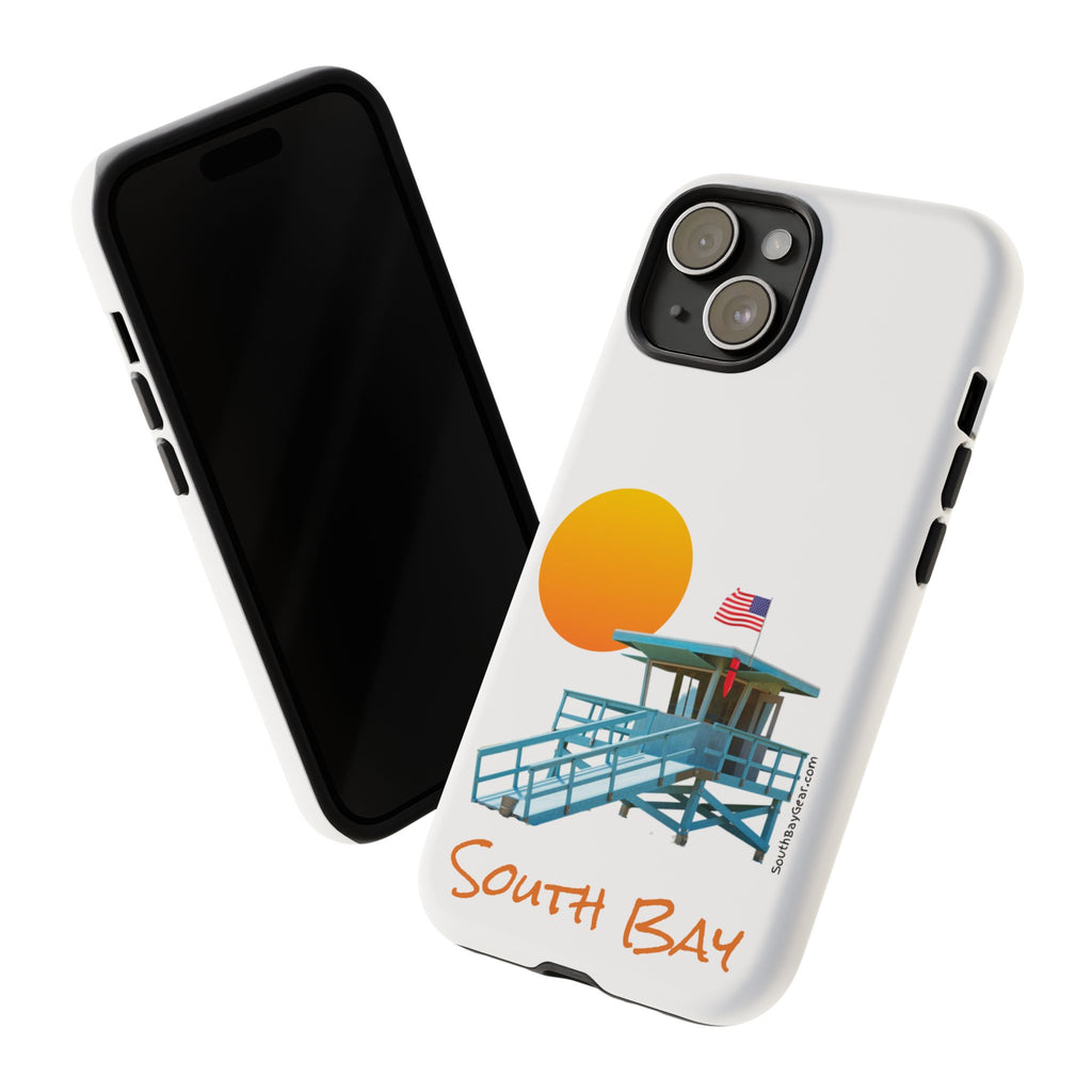 South Bay Lifeguard Stand with American Flag Tough Phone Cases