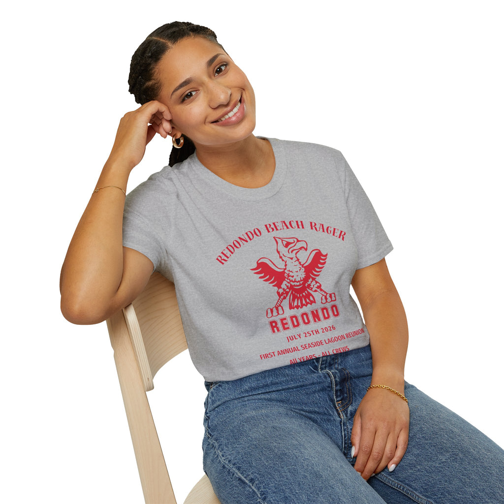 Redondo Beach Rager T-Shirt — Vintage School Spirit Graphic Tee - First Annual All Class Reunion 7-25-26 at Seaside Lagoon Redondo Beach