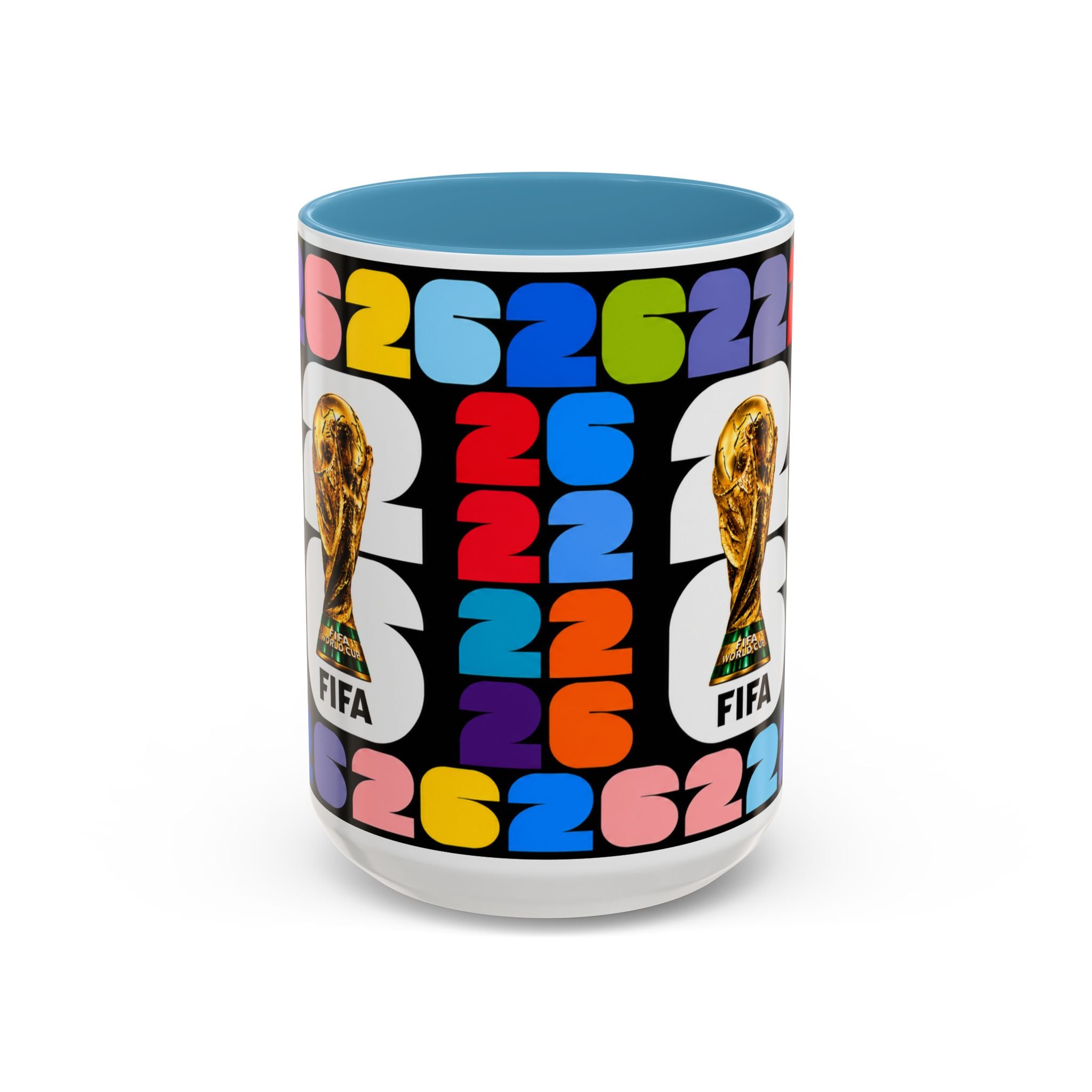 2026 World Cup Accent Coffee Mug – Colorful FIFA Trophy Design (11/15oz)