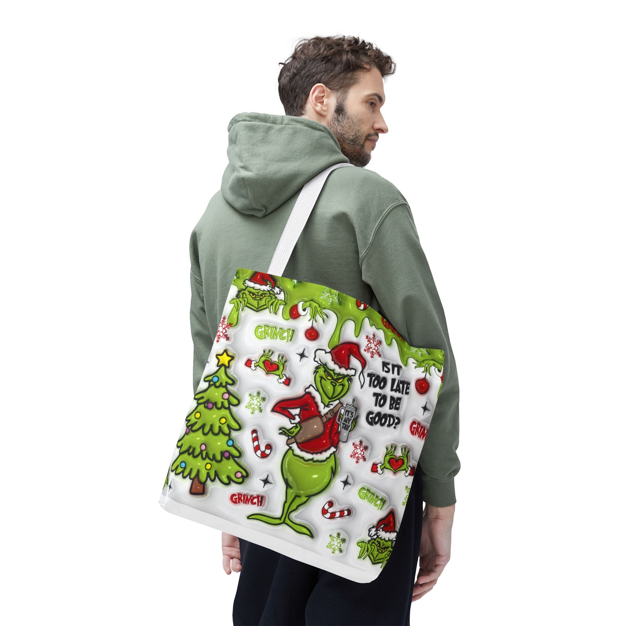 Christmas Tote Bag, Holiday Shopping Bag, Grinch Gift, Festive Reusable Bag, Cute Winter Accessory
