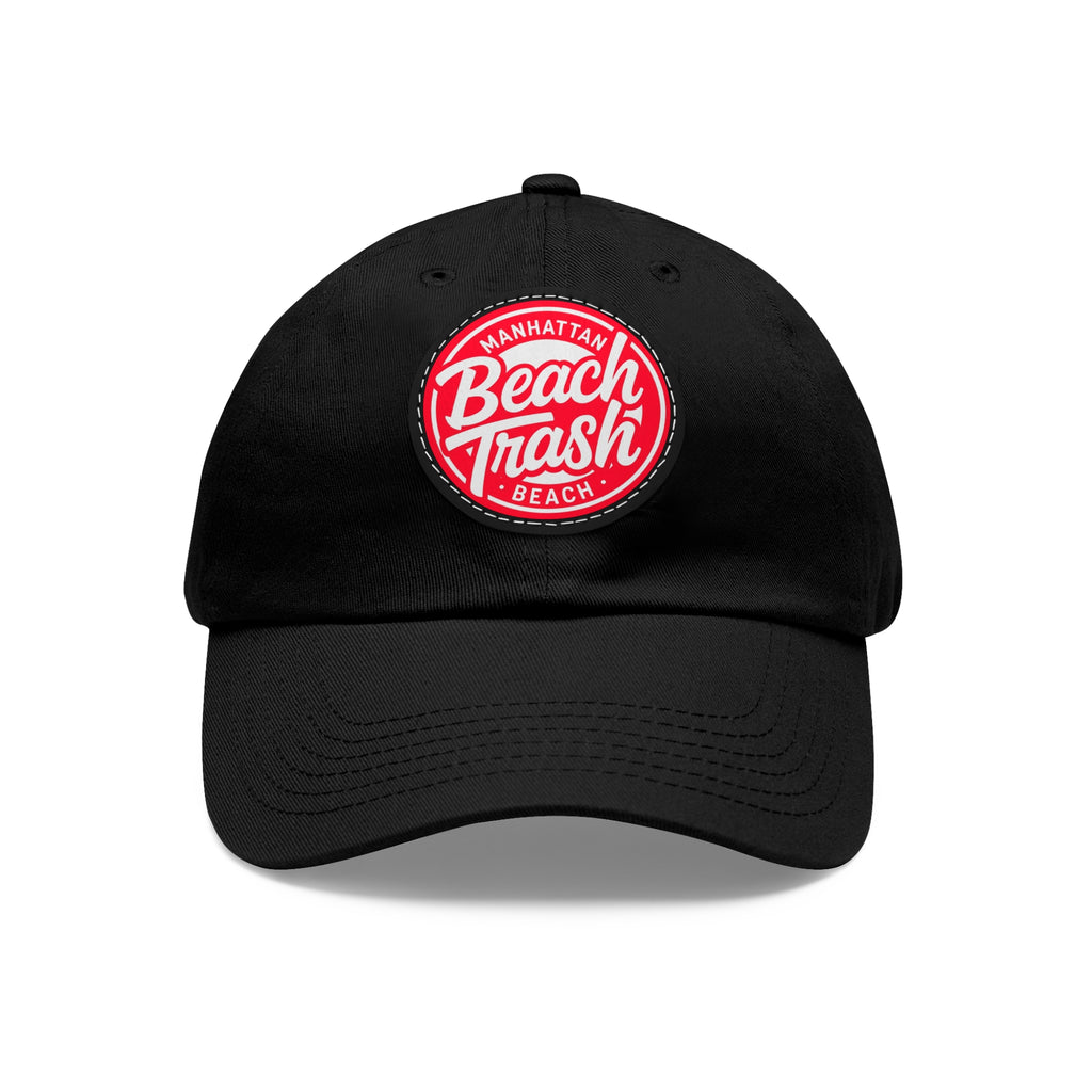 Proud to be Called Beach Trash Manhattan Beach  Leather Patch Dad Hat — Vintage Manhattan Beach Logo