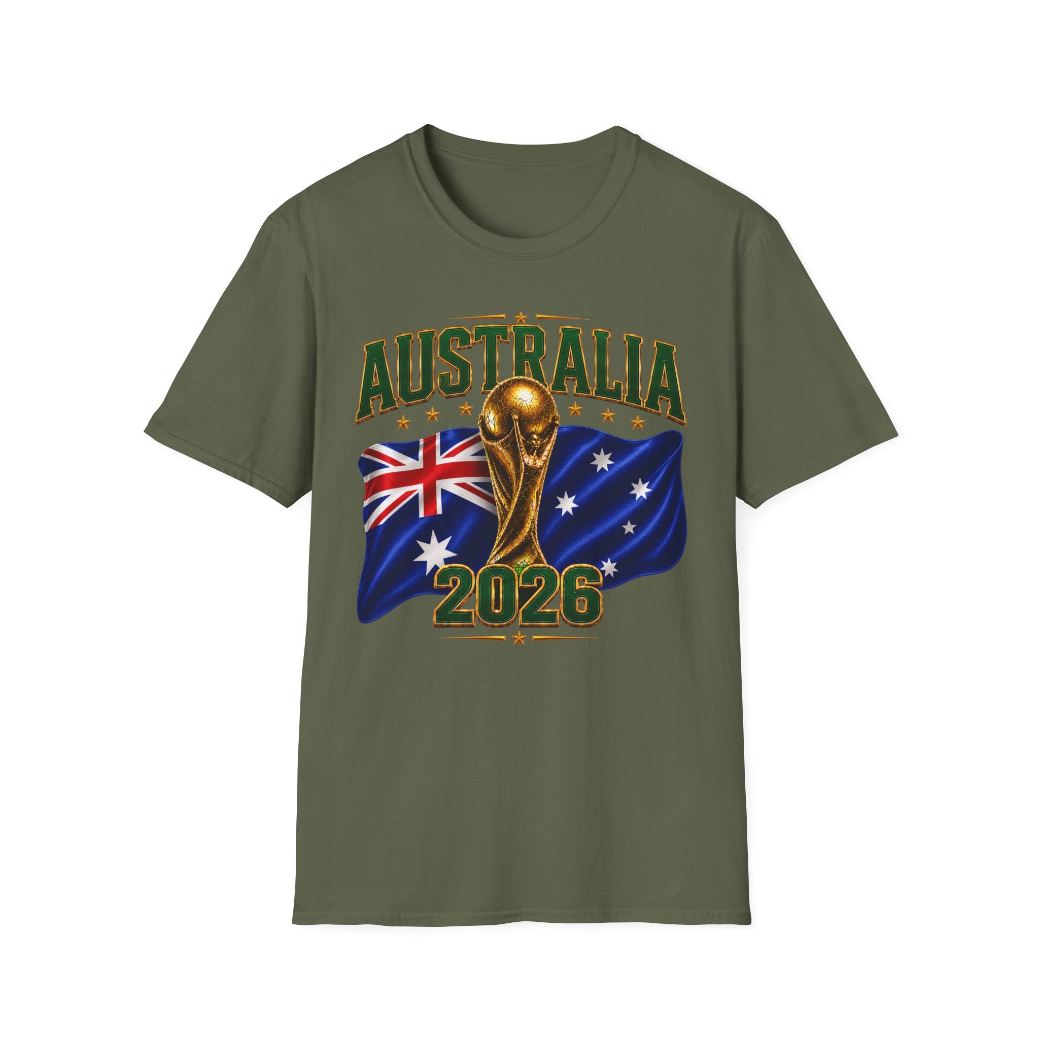 Australia 2026 Soccer World Cup T-Shirt — Aussie Flag & Trophy Design