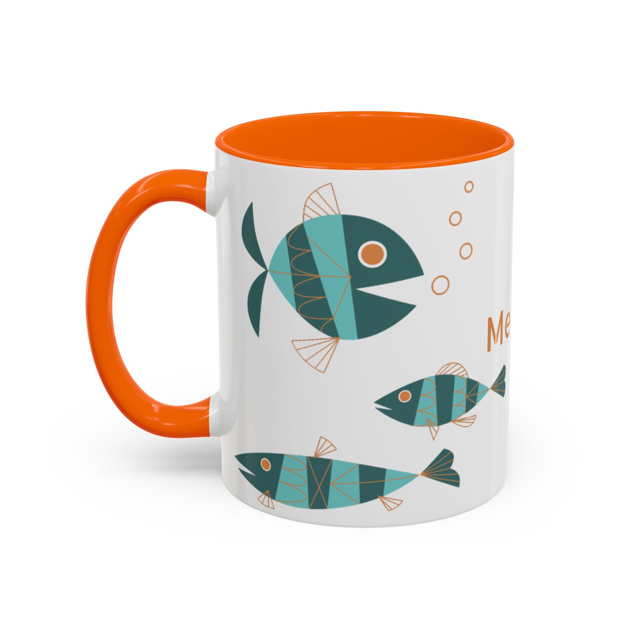 Metlox Pottery Teal Geometric Fish Mug | Accent Coffee Mug