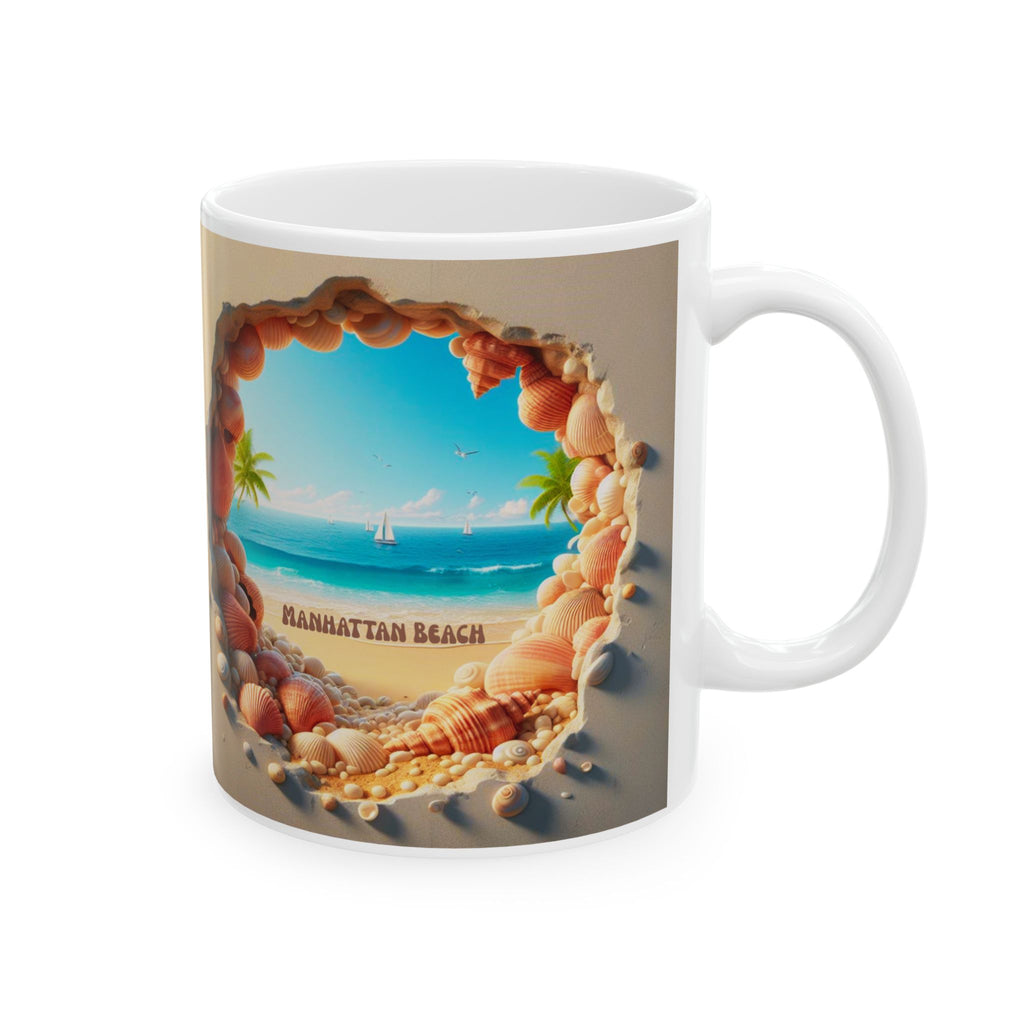 Manhattan Beach Cave Scene Mug | Seaside Palm Ocean Ceramic