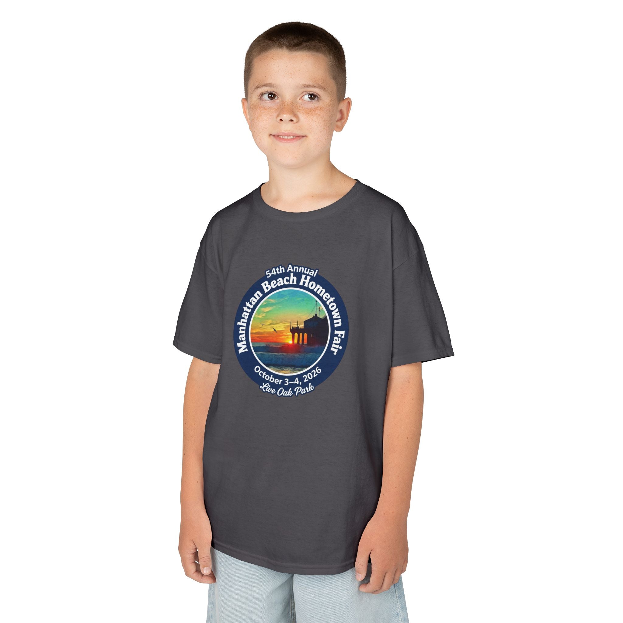 Kids Tee — Manhattan Beach Hometown Fair 2026 Sunset Logo