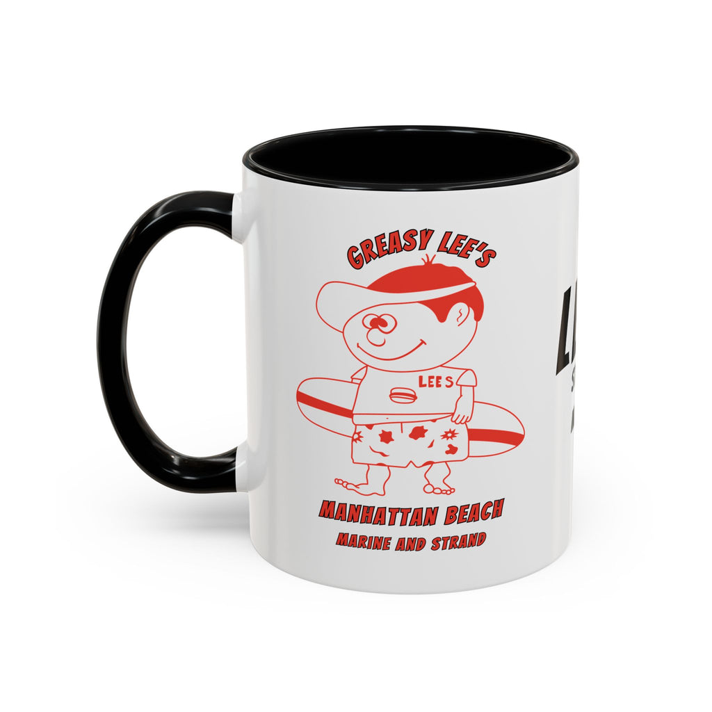 Greasy Lee's Surfer Logo Mug | Marine and Strand Manhattan Beach Old School  Accent Coffee Mug 11oz 15oz