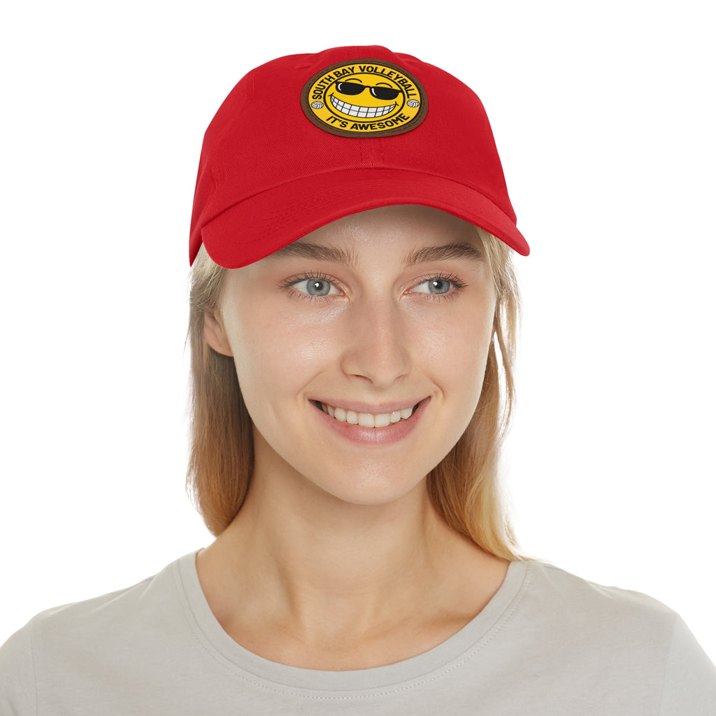 Volleyball Smiley Mom and Dad Hat — "South Bay Volleyball: It’s Awesome" Leather Patch