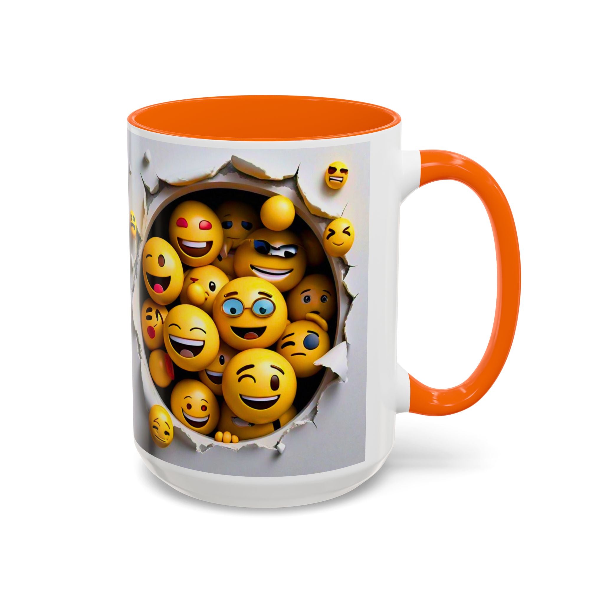 Emoji Explosion Coffee Mug | Accent Inner & Handle Color, 11oz 15oz