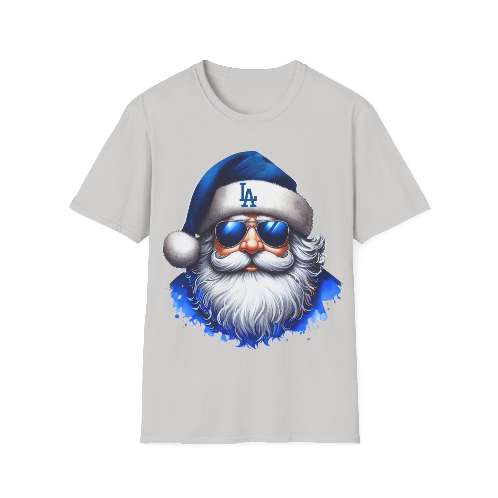 Blue Los Angeles Doyers Santa Tee | Santa Hat Graphic T-Shirt #Doyers