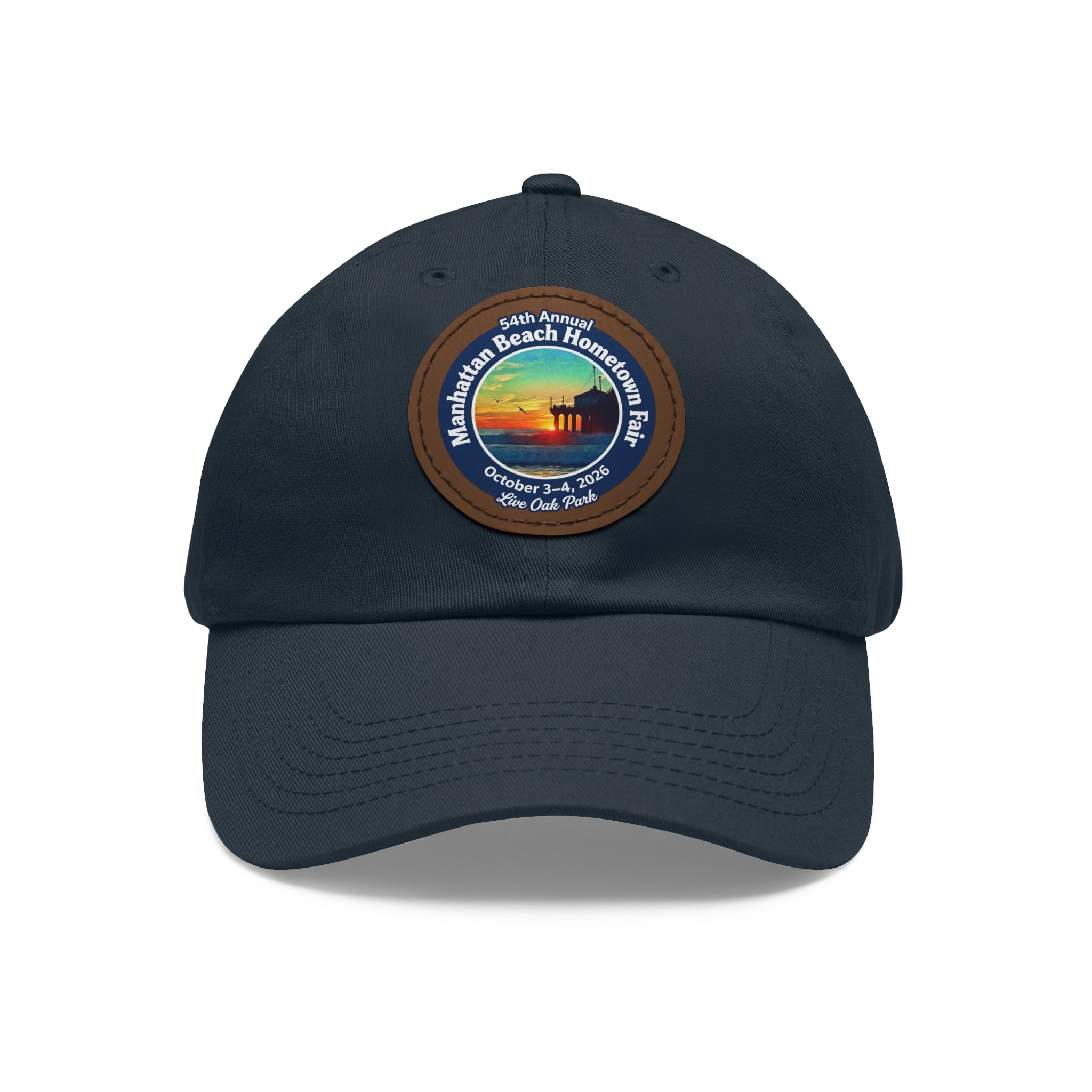 Manhattan Beach Hometown Fair 2026  Beach  Live Oak Park Annual Festival Round Leather Patch Hat
