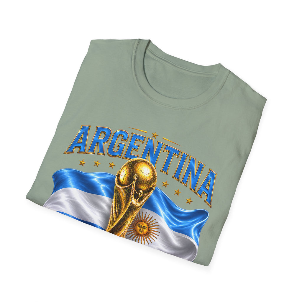 Argentina 2026 World Cup T-Shirt — Golden Trophy & Flag Soccer Fan Tee
