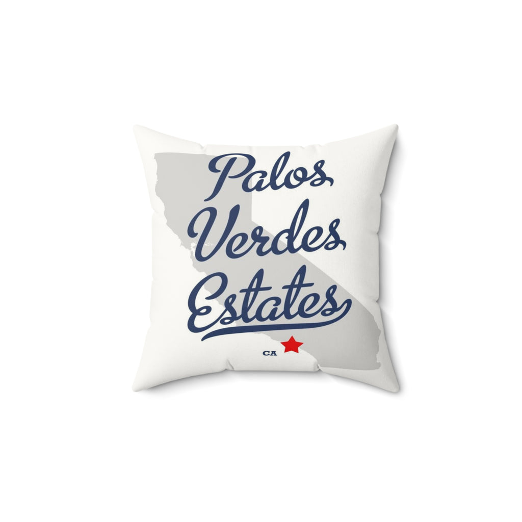 Palos Verdes Estates California Map - Faux Suede Square Pillow