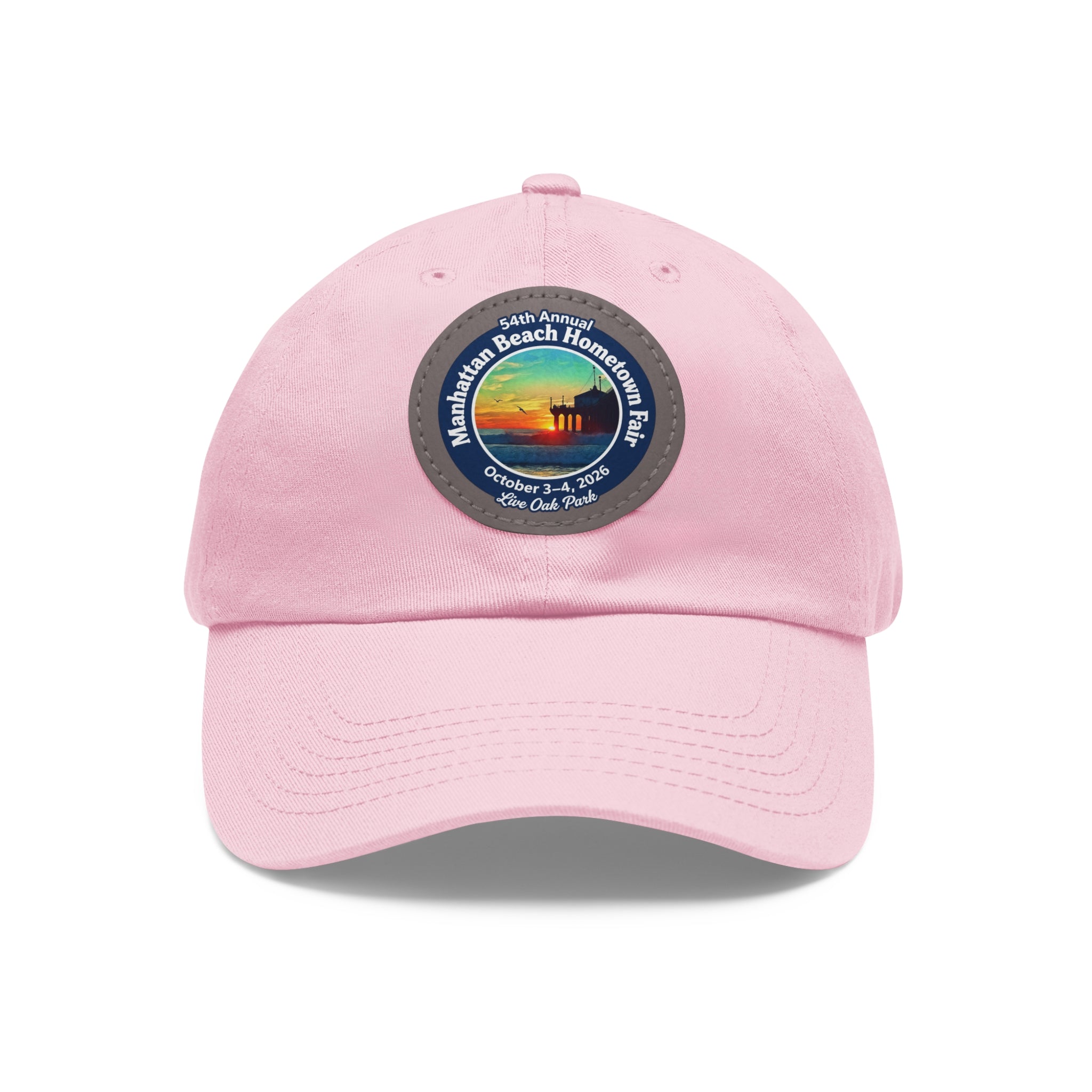 Manhattan Beach Hometown Fair 2026  Beach  Live Oak Park Annual Festival Round Leather Patch Hat