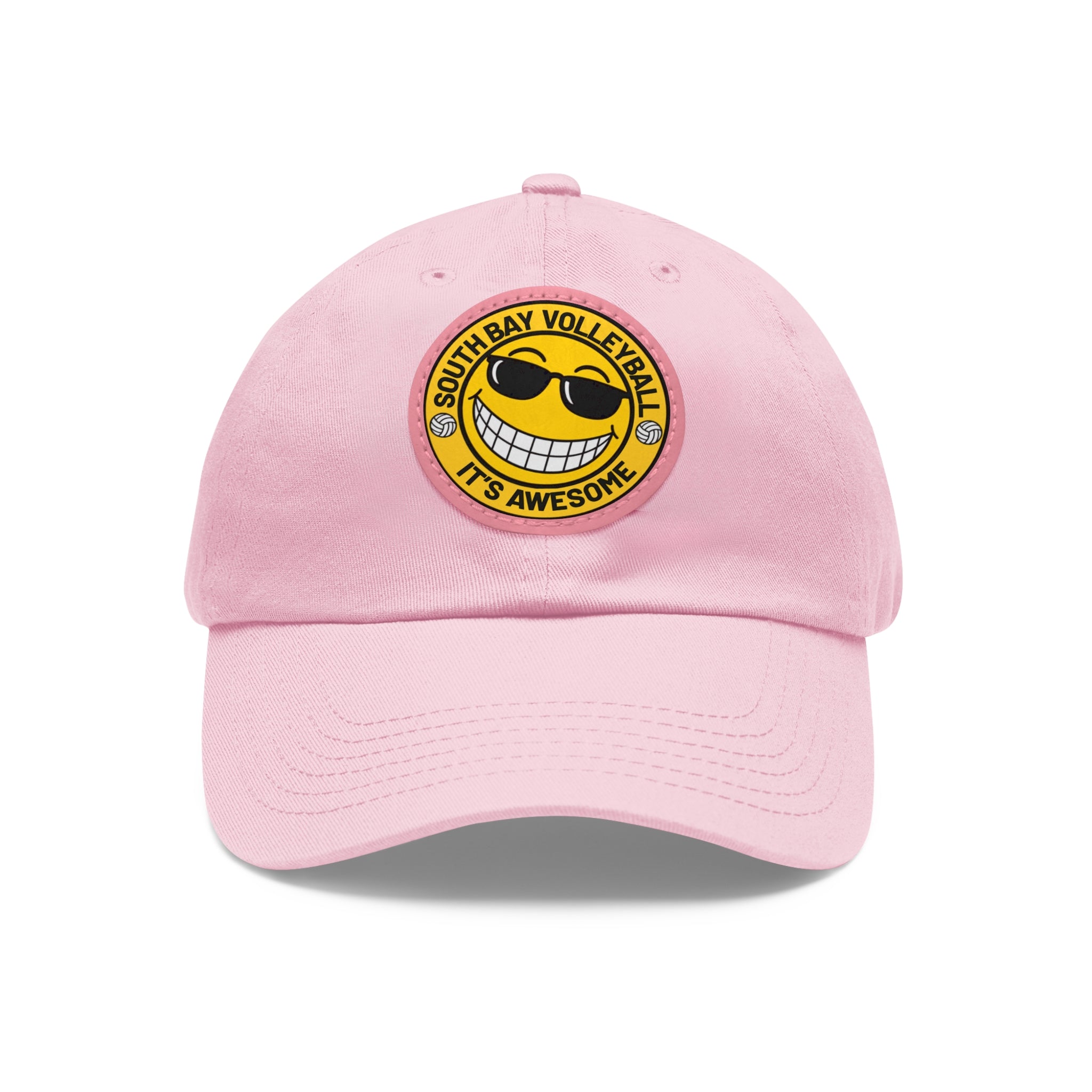 Volleyball Smiley Mom and Dad Hat — "South Bay Volleyball: It’s Awesome" Leather Patch