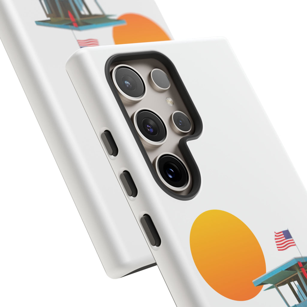 South Bay Lifeguard Stand with American Flag Tough Phone Cases