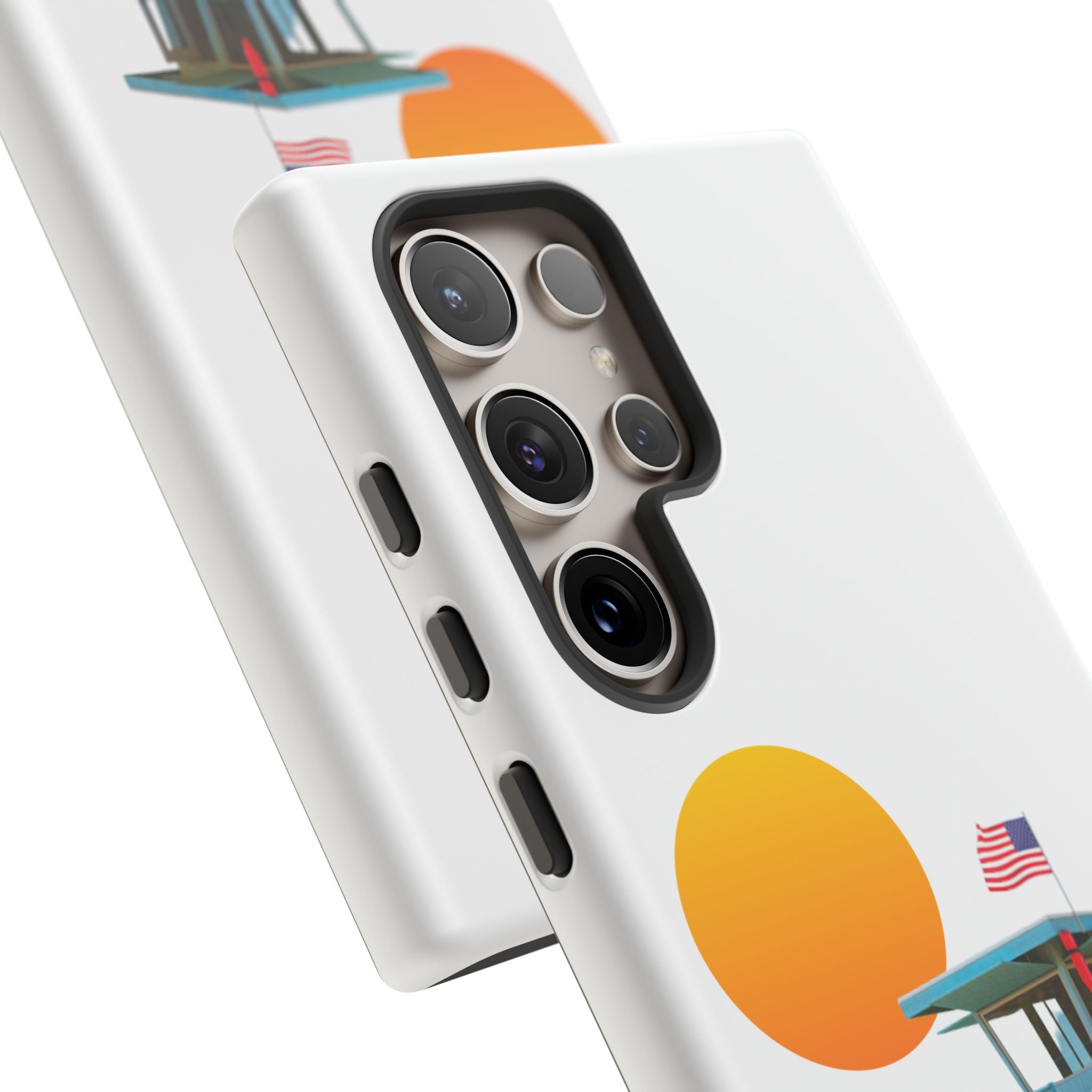 South Bay Lifeguard Stand with American Flag Tough Phone Cases