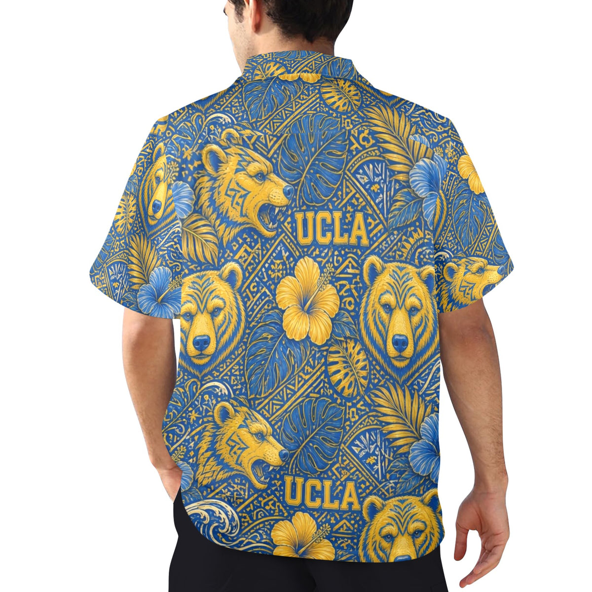 UCLA  Men's All Over Print Hawaiian Shirt Made In USA Ships to USA Only