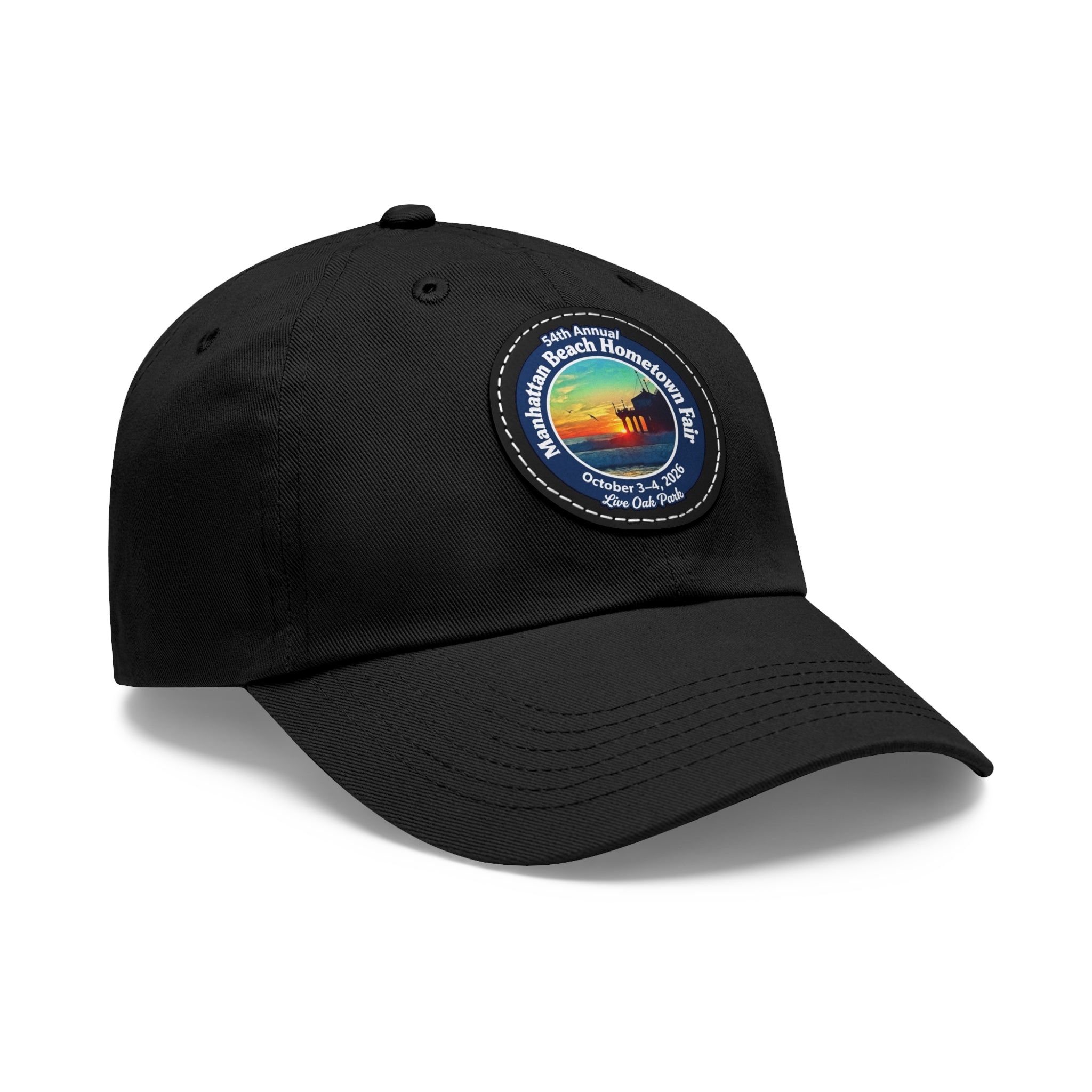 Manhattan Beach Hometown Fair 2026  Beach  Live Oak Park Annual Festival Round Leather Patch Hat