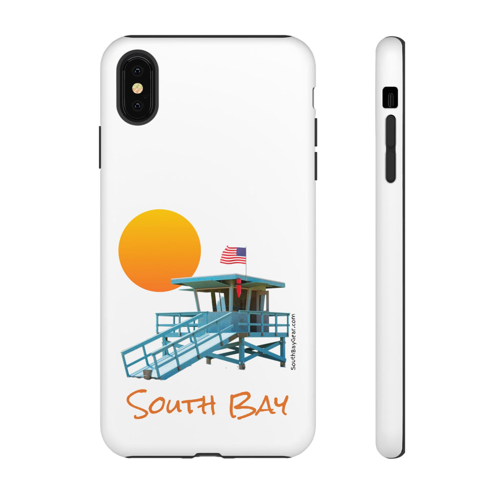 South Bay Lifeguard Stand with American Flag Tough Phone Cases