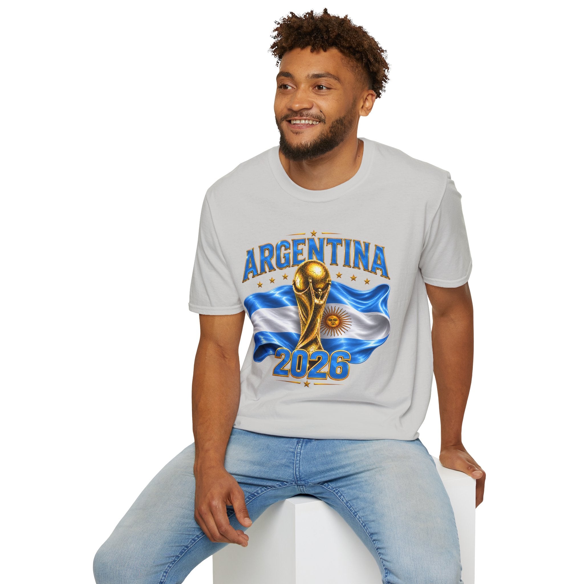Argentina 2026 World Cup T-Shirt — Golden Trophy & Flag Soccer Fan Tee