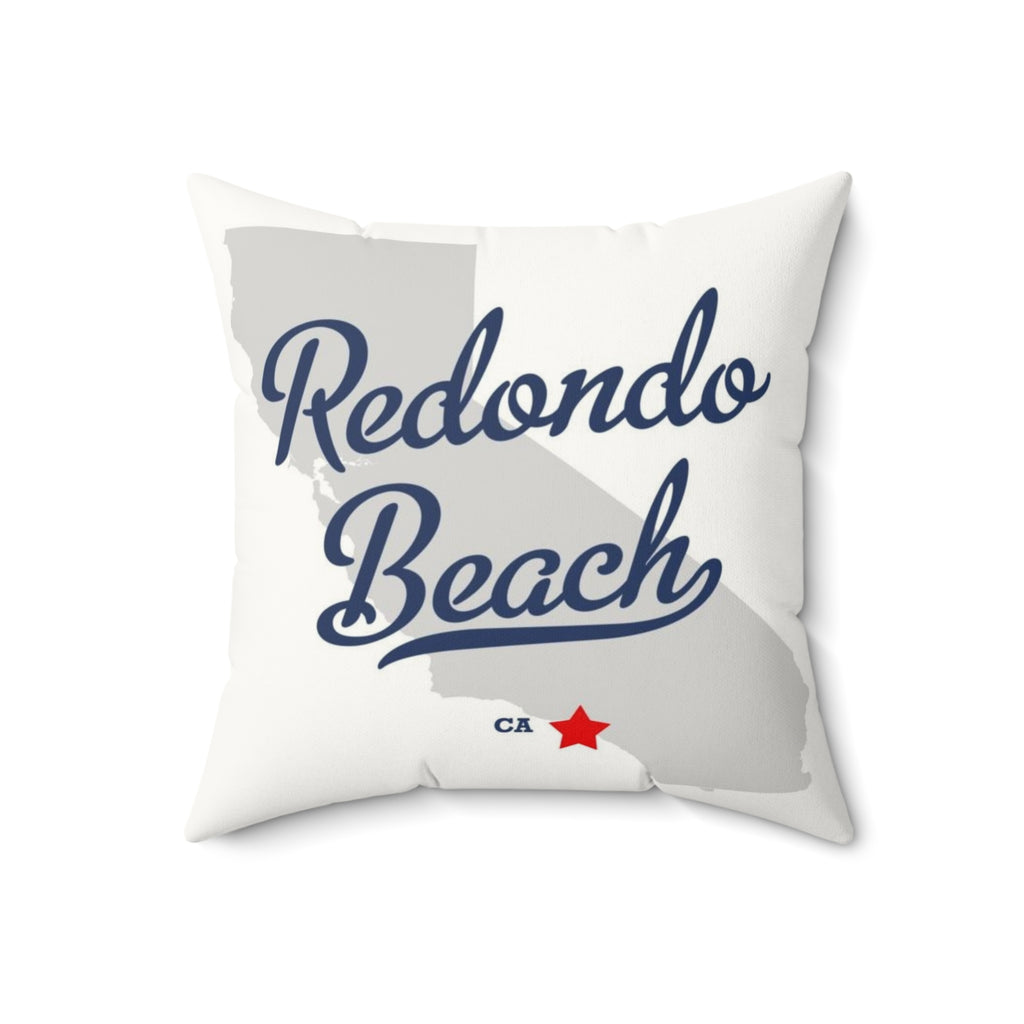 Redondo Beach California Map - Faux Suede Square Pillow
