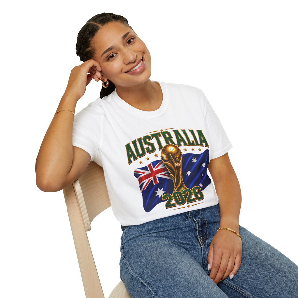 Australia 2026 Soccer World Cup T-Shirt — Aussie Flag & Trophy Design