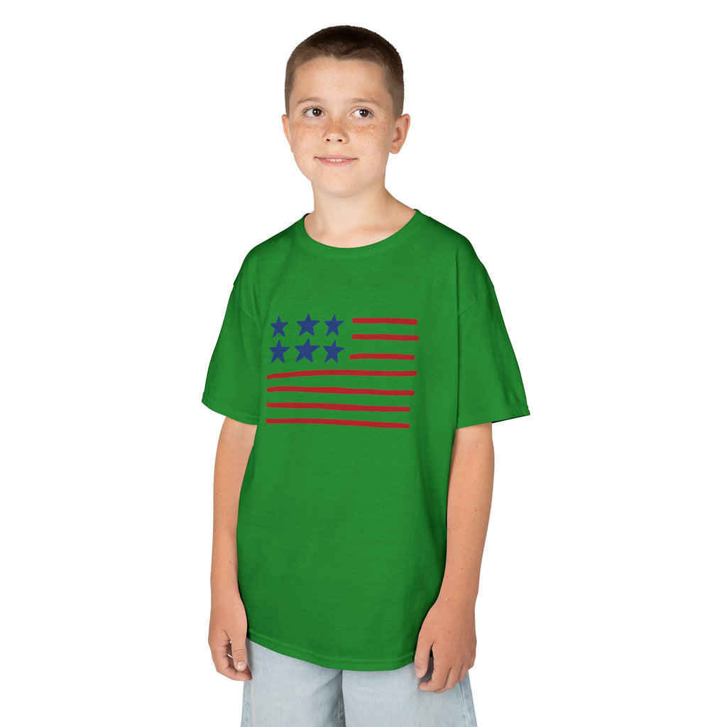 Stars and Stripes  Kids American Flag T-Shirt — Red & Blue Stars Stripe Patriotic Tee