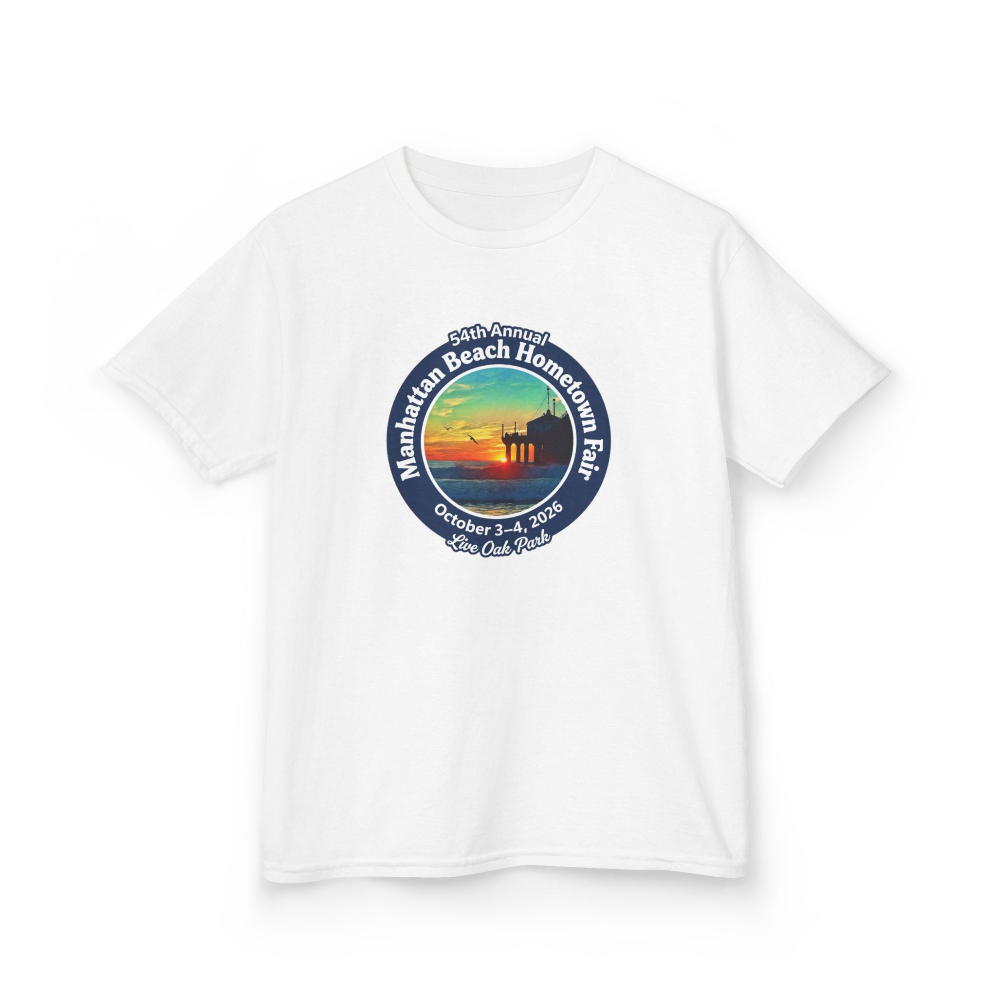 Kids Tee — Manhattan Beach Hometown Fair 2026 Sunset Logo