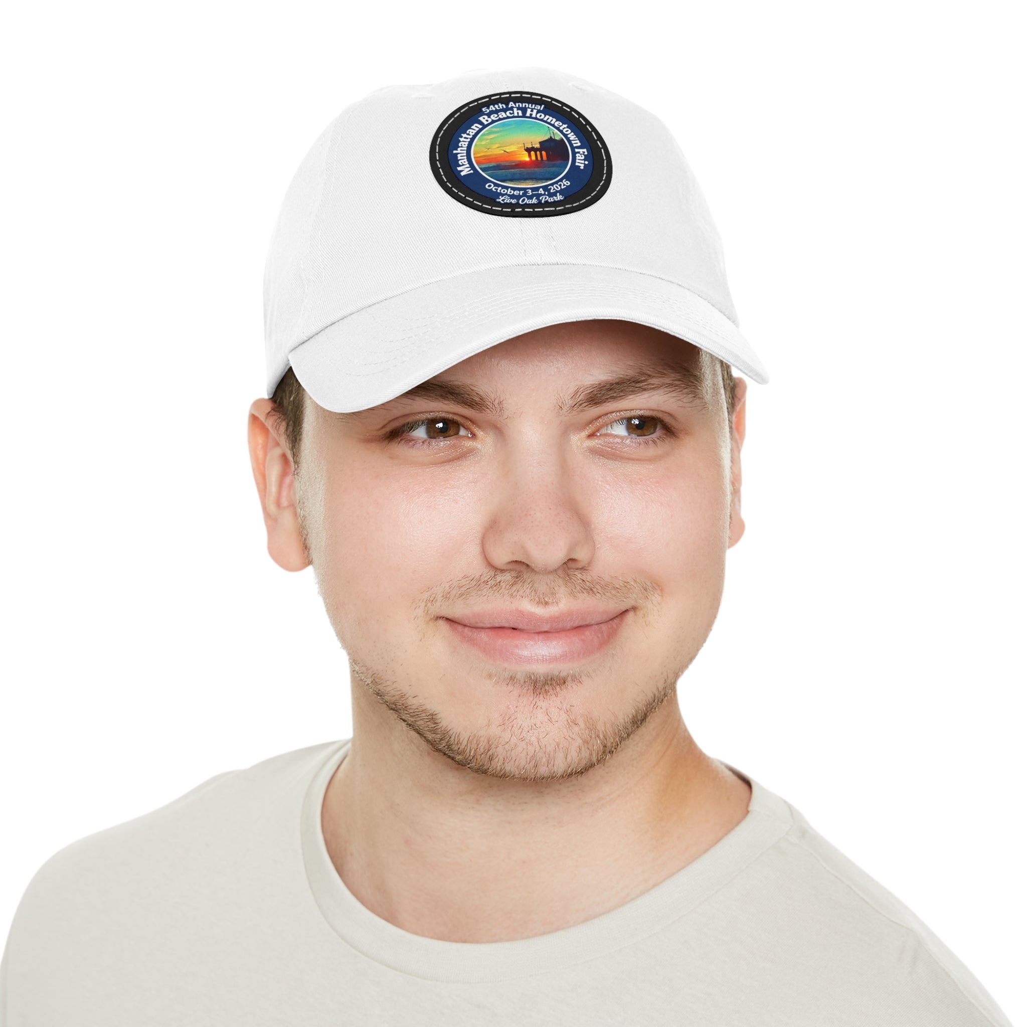 Manhattan Beach Hometown Fair 2026  Beach  Live Oak Park Annual Festival Round Leather Patch Hat